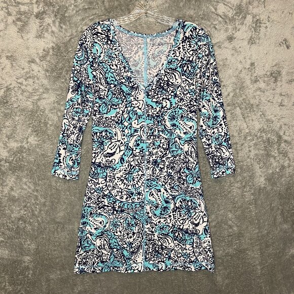 Lilly Pulitzer Women Pima Cotton Peru Juliet Hippy Hippy Tropical Preppy Dress S - Picture 1 of 12